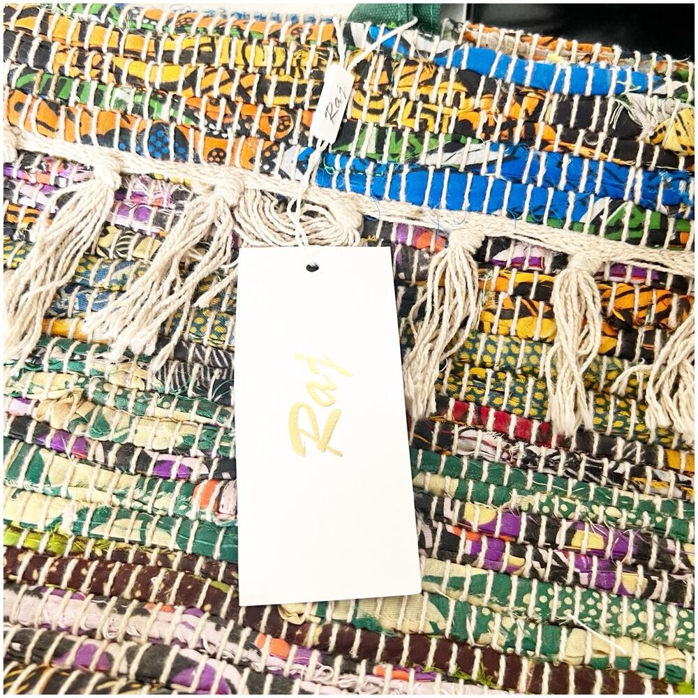 Anthropologie Raj Multicolor Canvas Beach Tote Fringe Tassel NWT - Picture 8 of 8